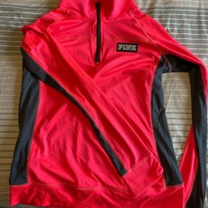 Bright pink 1/4 zip PINK sweatshirt. No signs of wear
